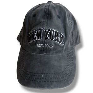 T&T New York Est 1625 Washed Black Gray Baseball Cap Adjustable NYC Souvenir Hat